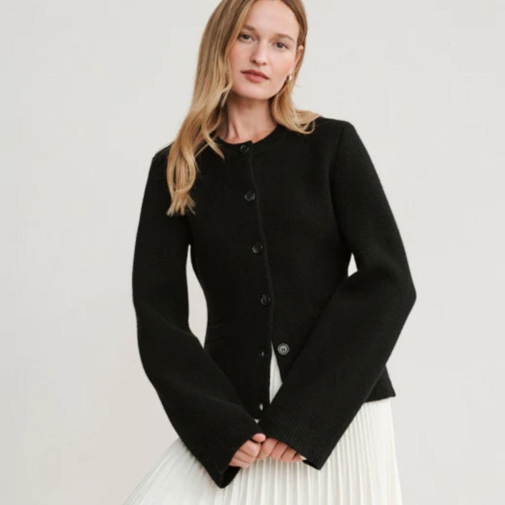Jenni Kayne Cooper Cardigan Classic Black Crew Neck Sweater